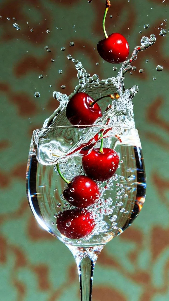 Campagne boisson aux cerises sur fond vif